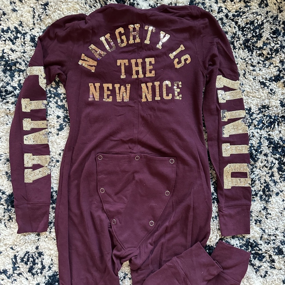 Victoria's Secret Pink Bling Maroon Onesie - Picture 5 of 13